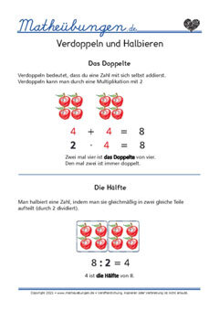 Verdoppeln und Halbieren Grundschule 2. Klasse