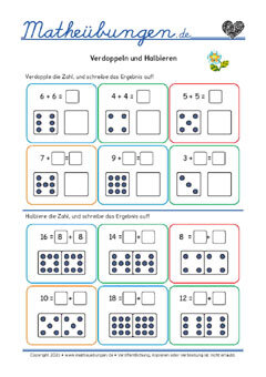 Verdoppeln und Halbieren - Mathe 2. Klasse Arbeitsblatt