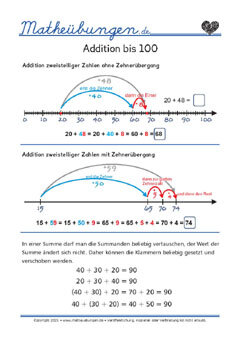 Addition einstelliger Zahlen ohne Zehnerübergang - Mathe 2. Klasse Lernposter