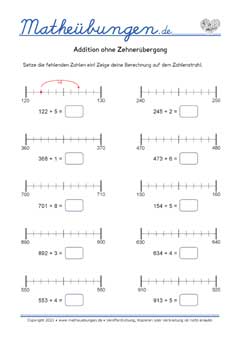 Addition ohne Zehnerübergang - Arbeitsblätter Mathe 3. Klasse