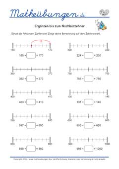 Ergänzen bis zum Nachbarzehner - Arbeitsblätter Mathe 3. Klasse