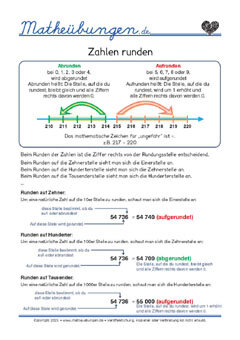 Runden auf Tausender - Mathe 4. Klasse Lernposter