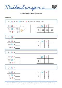 Schrittweise Multiplikation - Arbeitsblätter