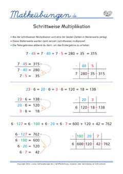 Schrittweise Multiplikation Mathe 3. Klasse