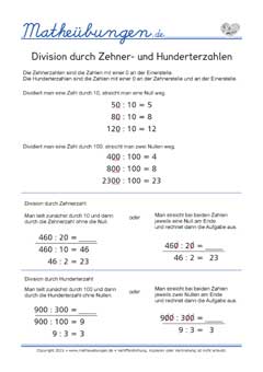Division durch Zehner- und Hunderterzahlen
