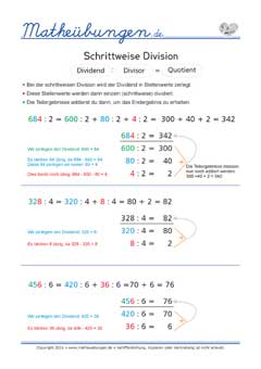 Schrittweise Division Mathe 3. Klasse