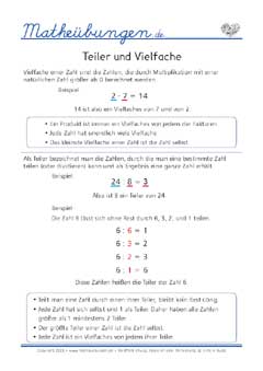 Teiler und Vielfache Mathe 3. Klasse