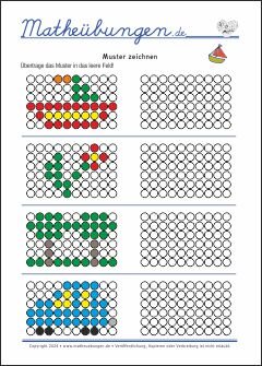 Muster Zeichnen - Mathe Arbeitsblätter Geometrie für 3. Klasse Grundschule
