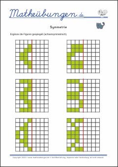 Achsensymmetrie - Mathe Arbeitsblätter Geometrie für 3. Klasse Grundschule