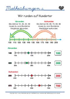 Runden auf Hunderter - Zahlen bis 1000