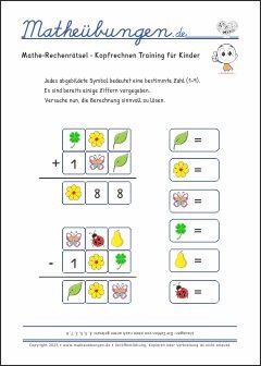 Mathe-Rechenrätsel - Kopfrechnen Training für Kinder Grundschule 3. Klasse
