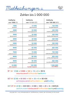 Zahlen bis 1 000 000 lernen