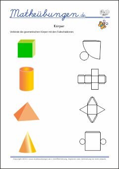 Formen und Körper - Mathe Arbeitsblätter Geometrie für 4. Klasse Grundschule
