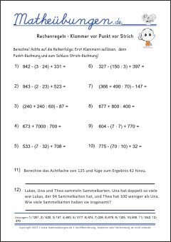 Gemischte Aufgaben - Rechenregeln - Mathe-Übungen mit Lösungen