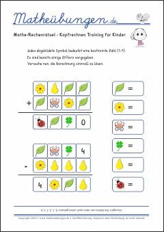 Mathe-Rechenrätsel Mathe-Übungen mit Lösungen 4. Klasse Grundschule