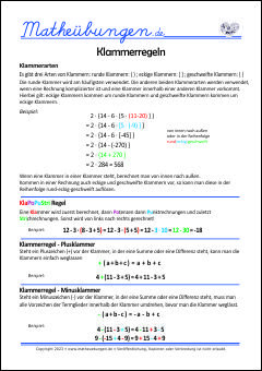 Klammerregeln & Rechenregeln - Minusklammern, Plusklammern, KlaPoPuStri Regel Mathe 5. Klasse 6. Klasse