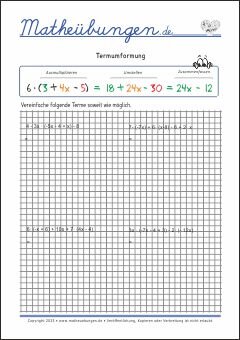 Mathe Übungen - Terme, Termumformung